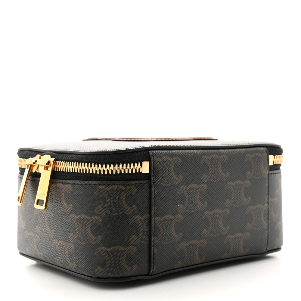 Triomphe Canvas Calfskin Cuir Box On Chain Tan Triomphe Canvas Calfskin Cuir Box On Chain Tan