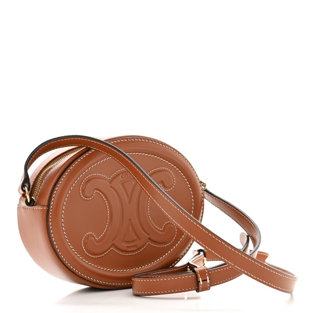 Smooth Calfskin Cuir Small Triomphe Oval Crossbody Purse Tan Smooth Calfskin Cuir Small Triomphe Oval Crossbody Purse Tan