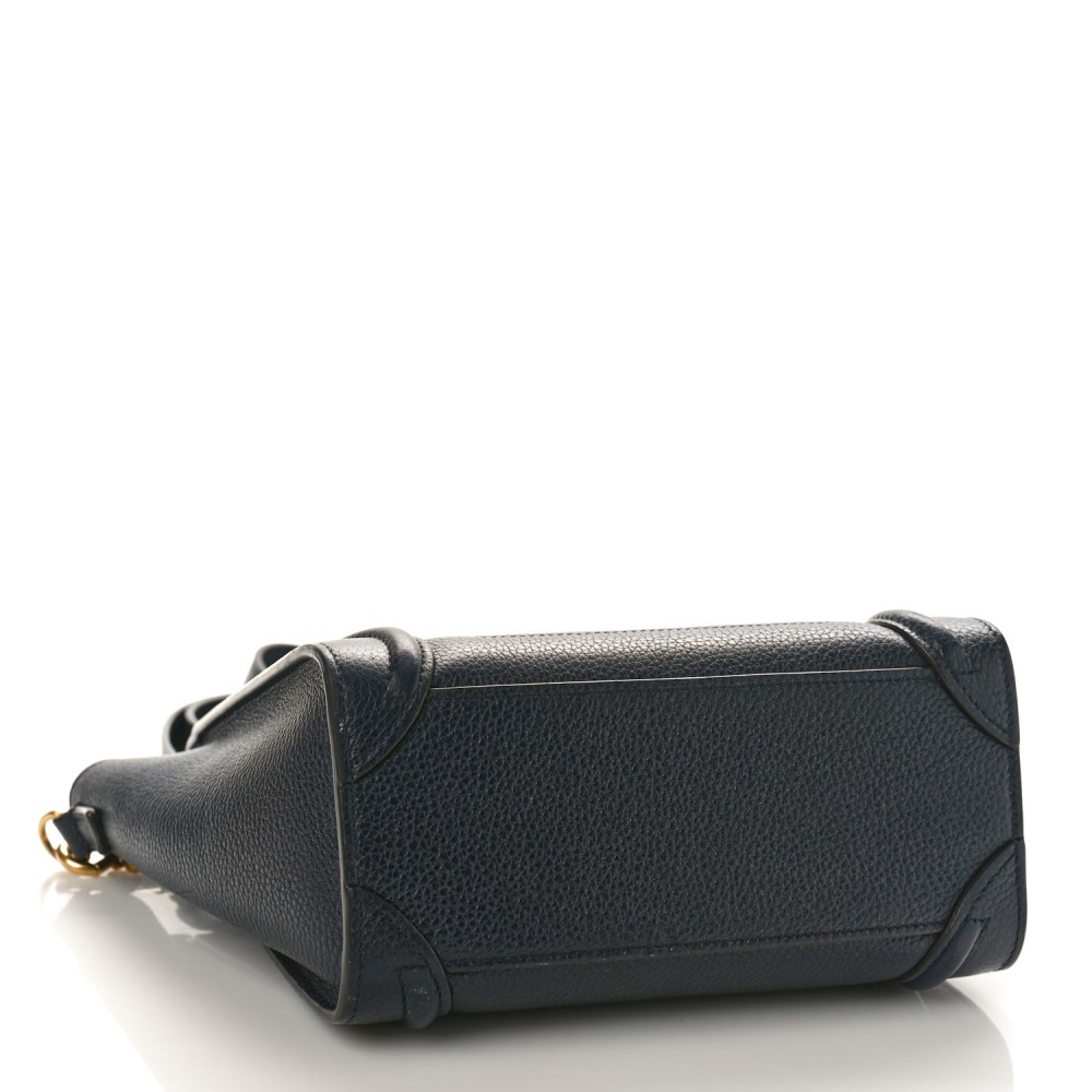 Drummed Calfskin Nano Luggage Navy Blue Drummed Calfskin Nano Luggage Navy Blue