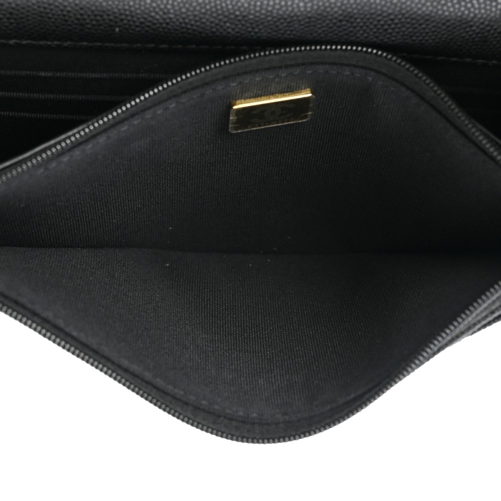 Shiny Caviar Quilted Strass CC Wallet On Chain WOC Black Shiny Caviar Quilted Strass CC Wallet On Chain WOC Black