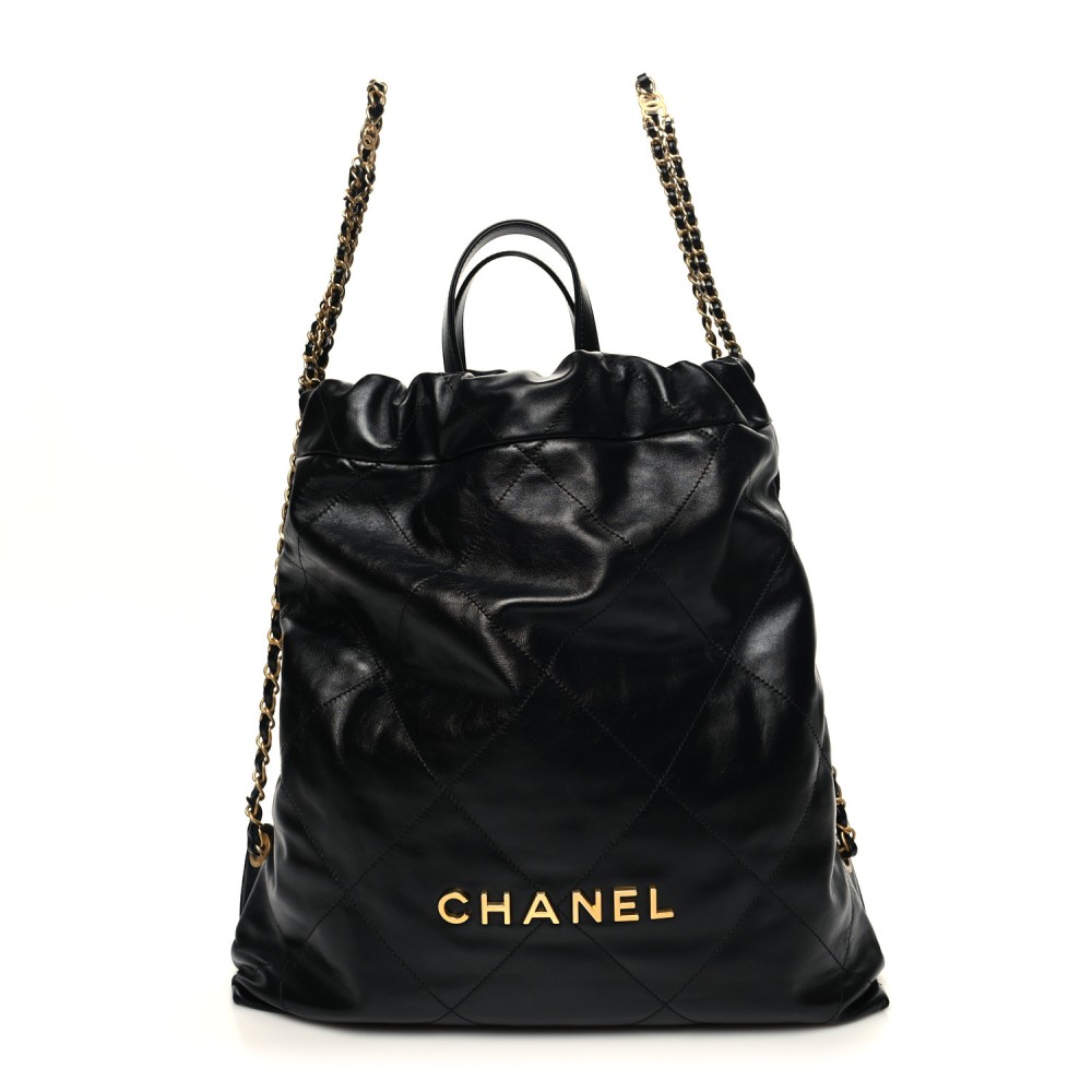 Shiny Calfskin Quilted Chanel 22 Backpack Black Shiny Calfskin Quilted Chanel 22 Backpack Black