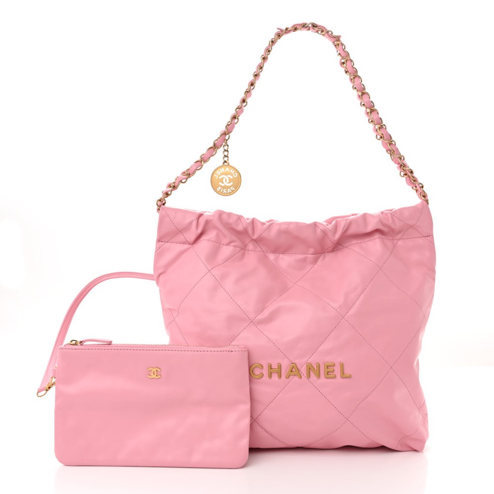 Shiny Calfskin Quilted Small Chanel 22 Pink Shiny Calfskin Quilted Small Chanel 22 Pink