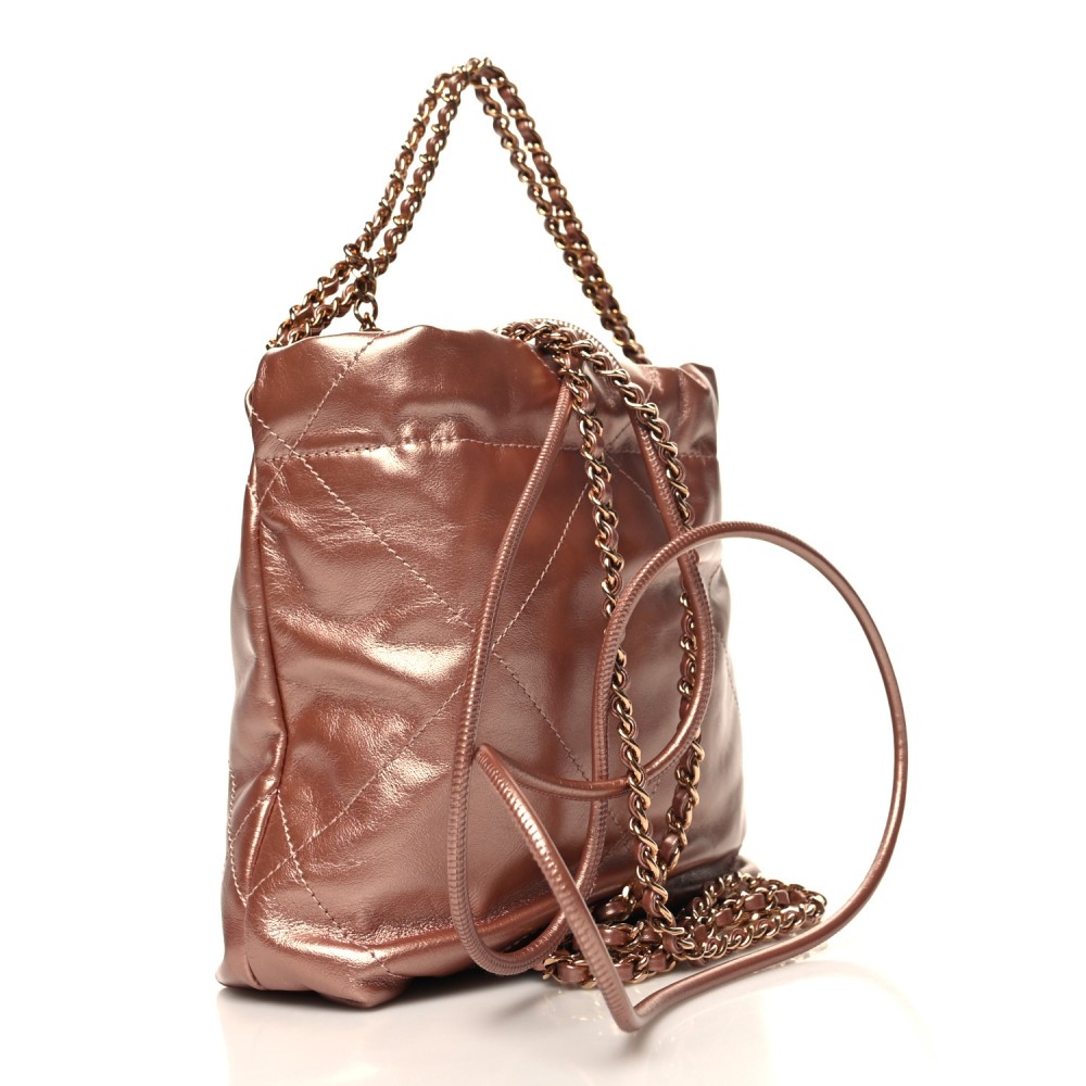 Metallic Calfskin Quilted Mini Chanel 22 Copper Metallic Calfskin Quilted Mini Chanel 22 Copper