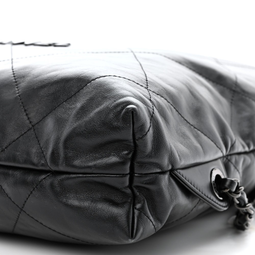 Shiny Calfskin Quilted Chanel 22 Backpack So Black Shiny Calfskin Quilted Chanel 22 Backpack So Black