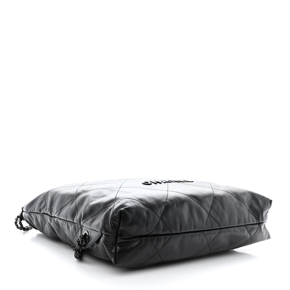 Shiny Calfskin Quilted Chanel 22 Backpack So Black Shiny Calfskin Quilted Chanel 22 Backpack So Black