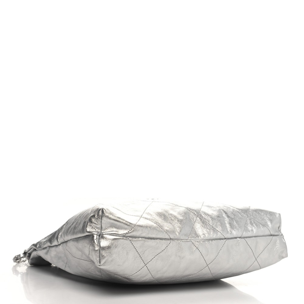 Metallic Calfskin Quilted Chanel 22 Silver Metallic Calfskin Quilted Chanel 22 Silver