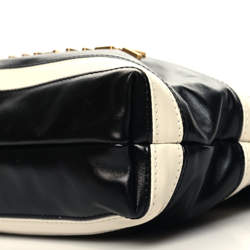 Shiny Calfskin Striped Mini Chanel 22 Black White Shiny Calfskin Striped Mini Chanel 22 Black White