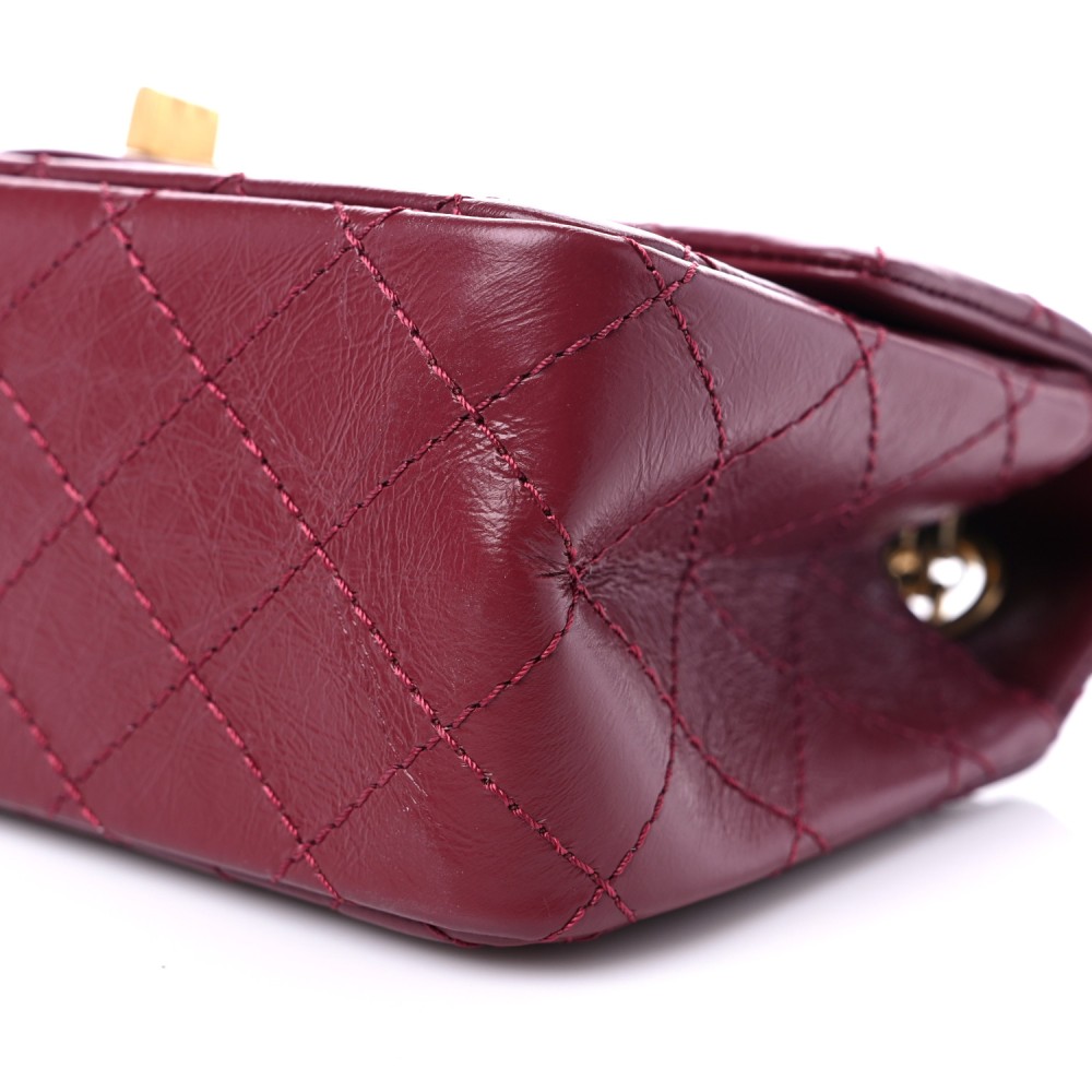 Aged Calfskin Quilted 2.55 Reissue Mini Flap Red Aged Calfskin Quilted 2.55 Reissue Mini Flap Red