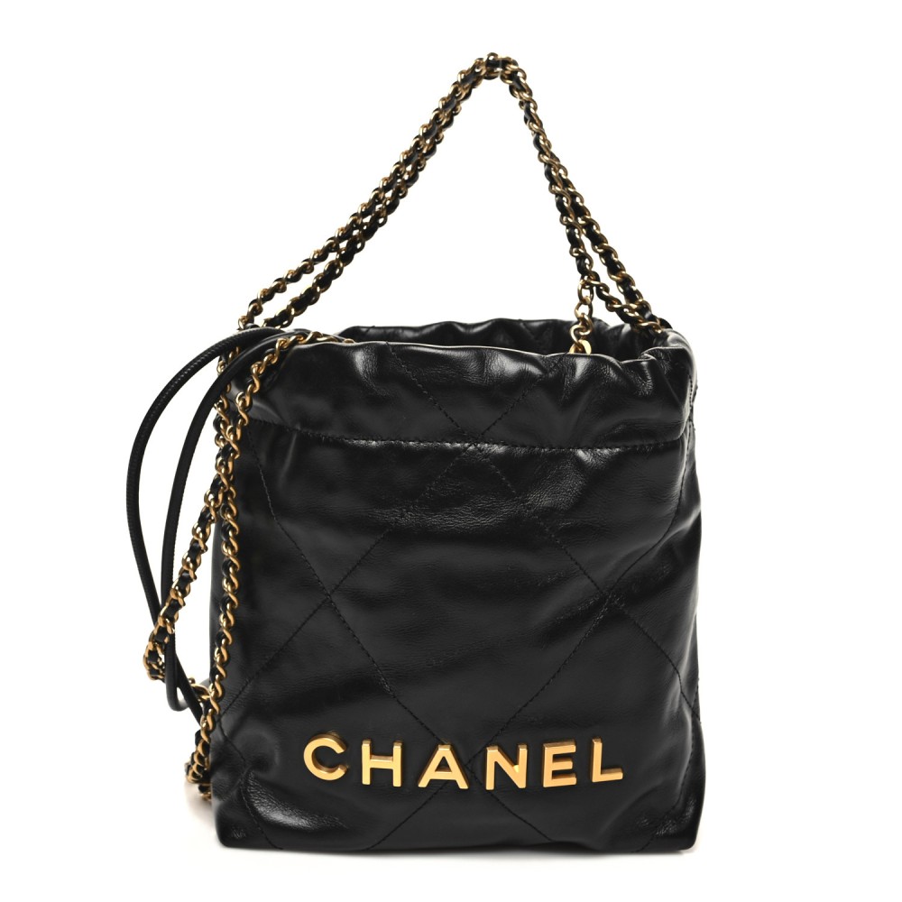 Shiny Calfskin Quilted Mini Chanel 22 Black Shiny Calfskin Quilted Mini Chanel 22 Black