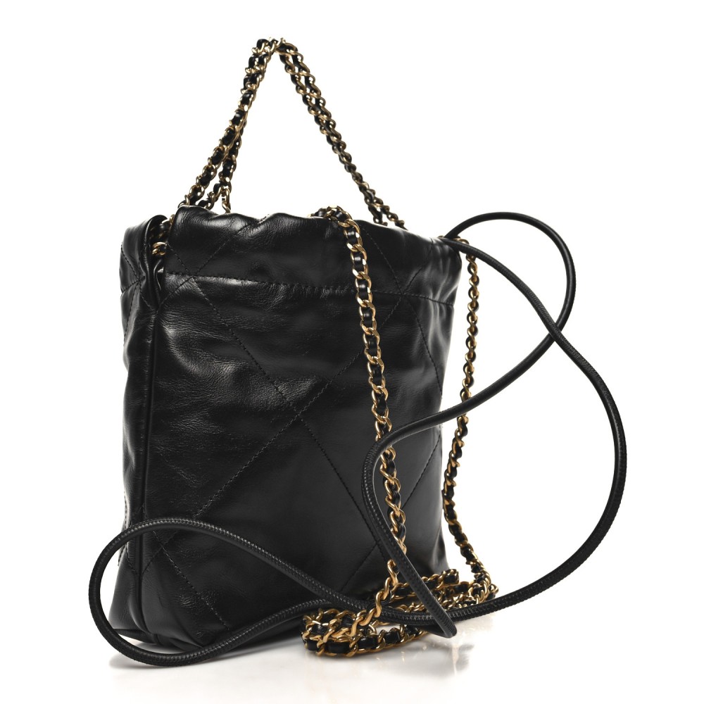 Shiny Calfskin Quilted Mini Chanel 22 Black Shiny Calfskin Quilted Mini Chanel 22 Black