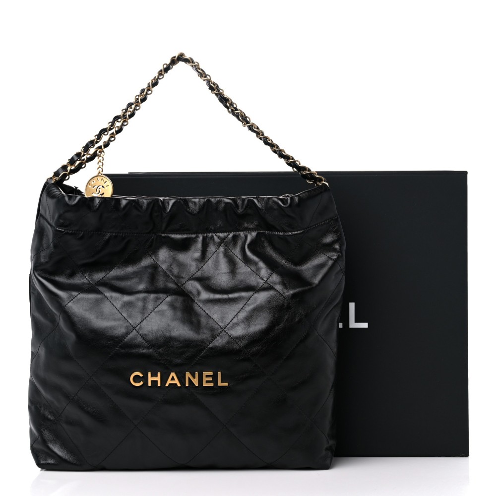 Shiny Calfskin Quilted Chanel 22 Black Shiny Calfskin Quilted Chanel 22 Black