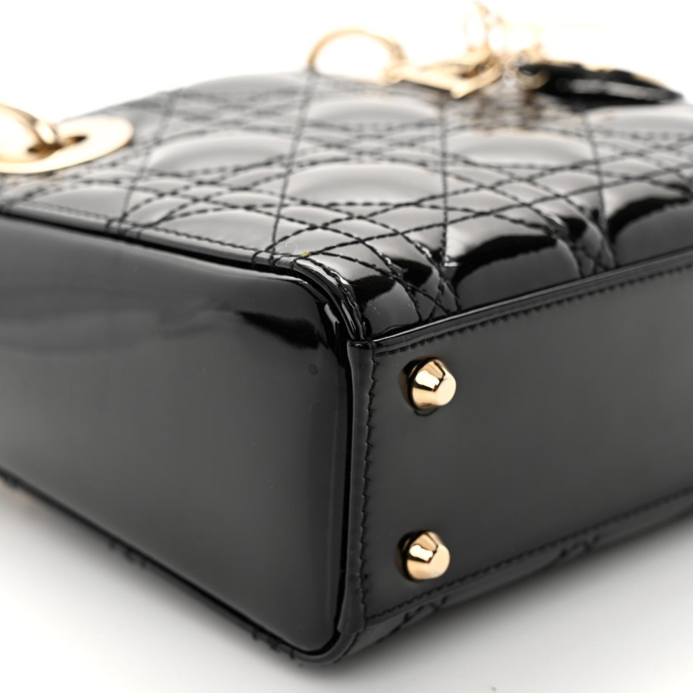 Patent Cannage Mini Lady Dior Black Patent Cannage Mini Lady Dior Black