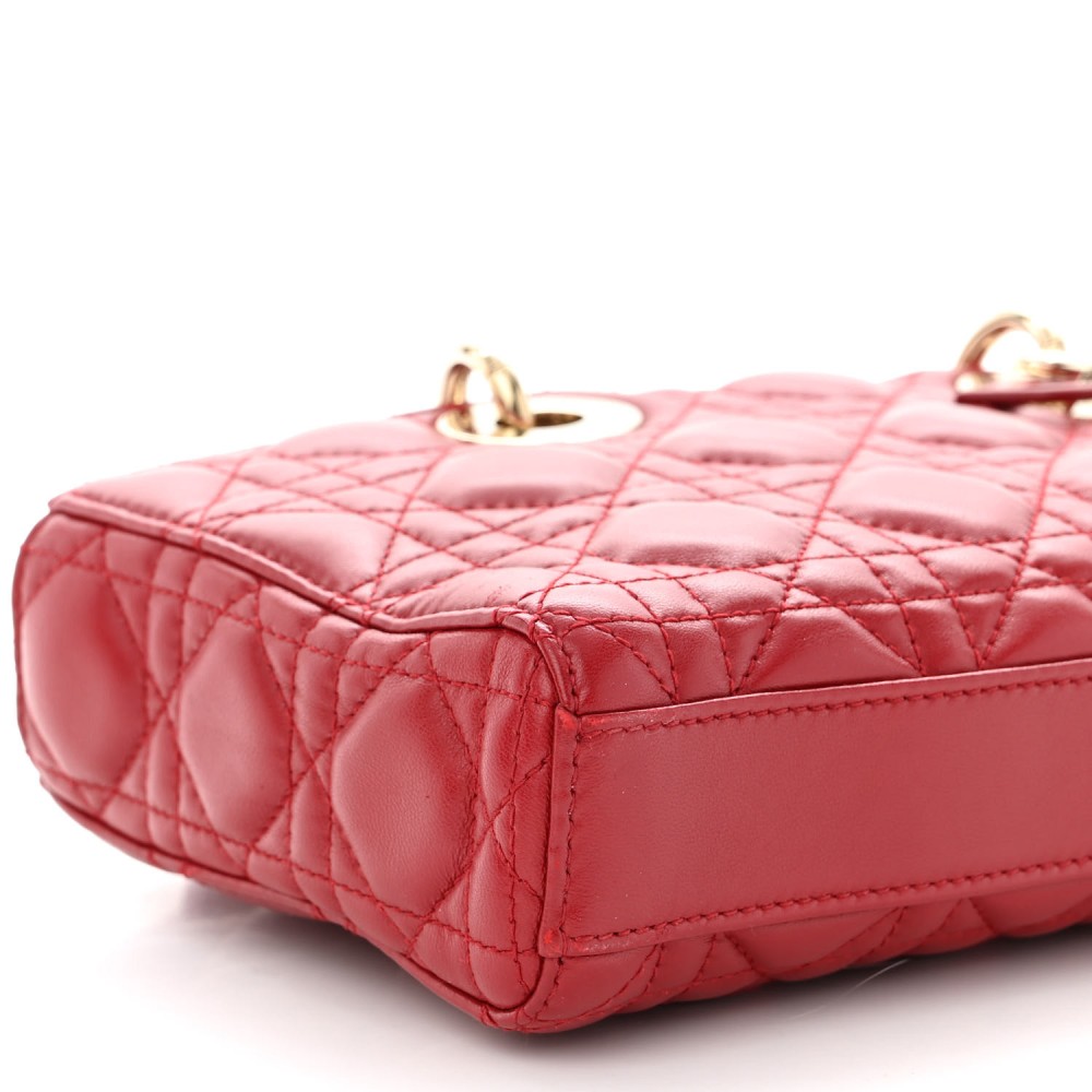 Lambskin Cannage Medium Lady D-Joy Red Lambskin Cannage Medium Lady D-Joy Red