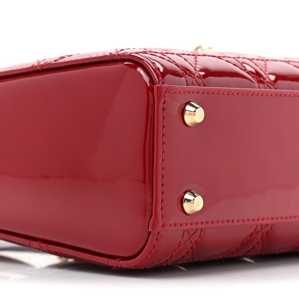 Patent Cannage Mini Lady Dior Red Patent Cannage Mini Lady Dior Red
