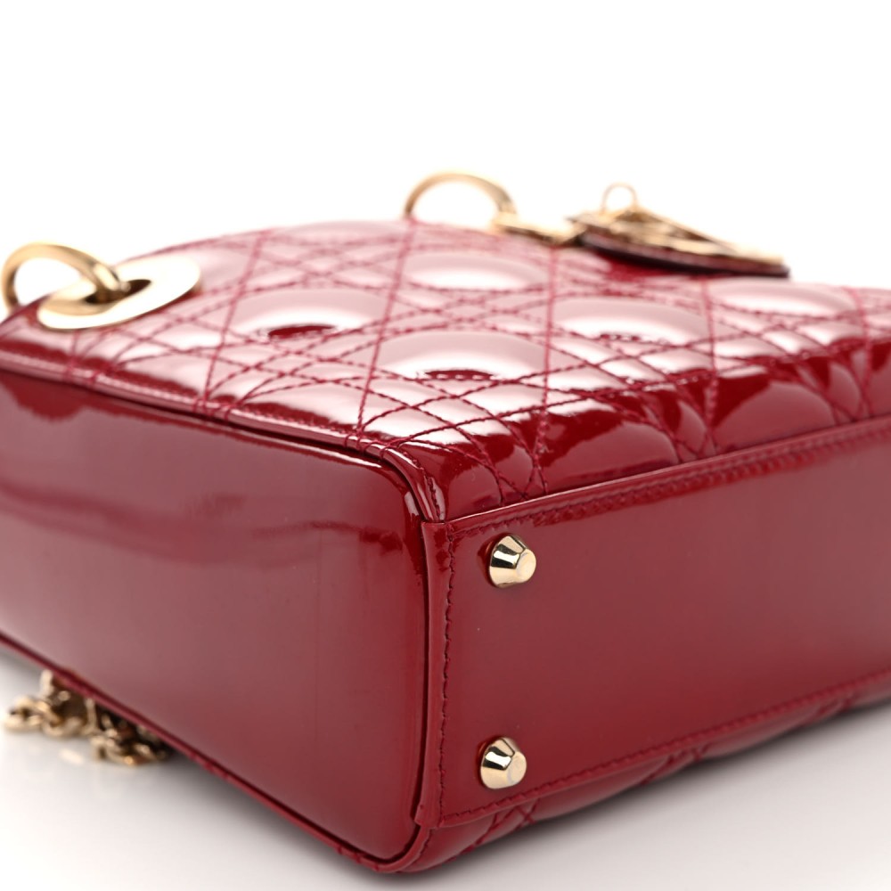 Patent Cannage Mini Lady Dior Red Patent Cannage Mini Lady Dior Red