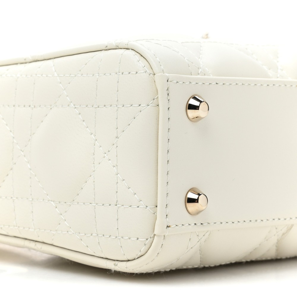 Lambskin Cannage Mini Lady Dior White Lambskin Cannage Mini Lady Dior White
