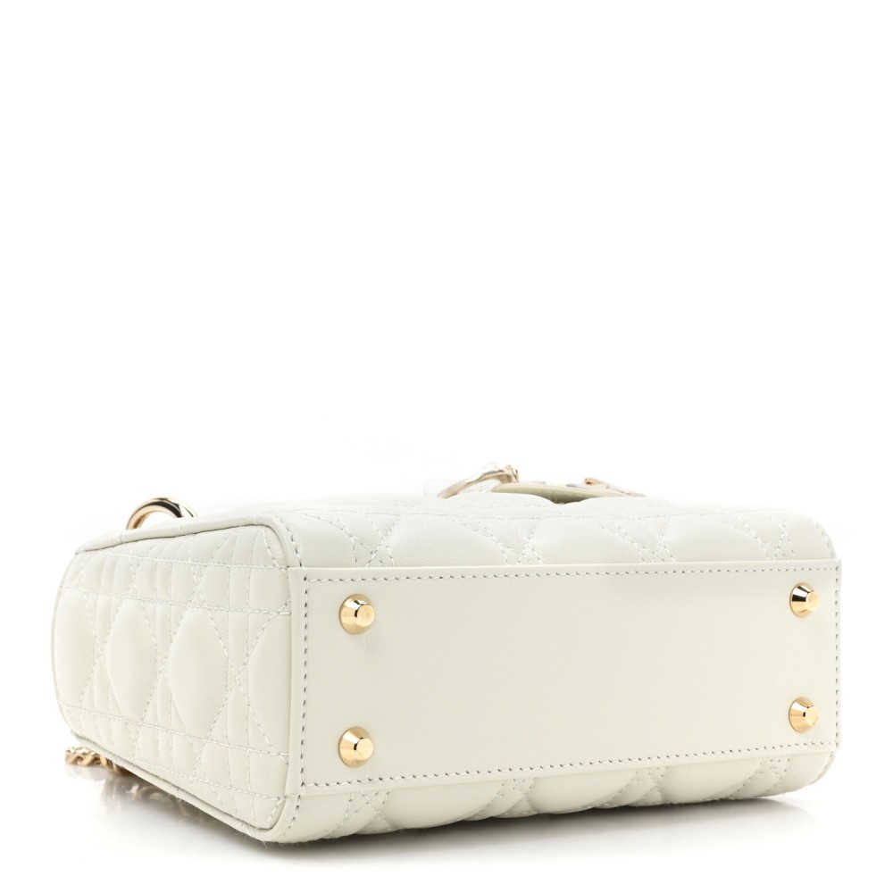 Lambskin Cannage Mini Lady Dior White Lambskin Cannage Mini Lady Dior White