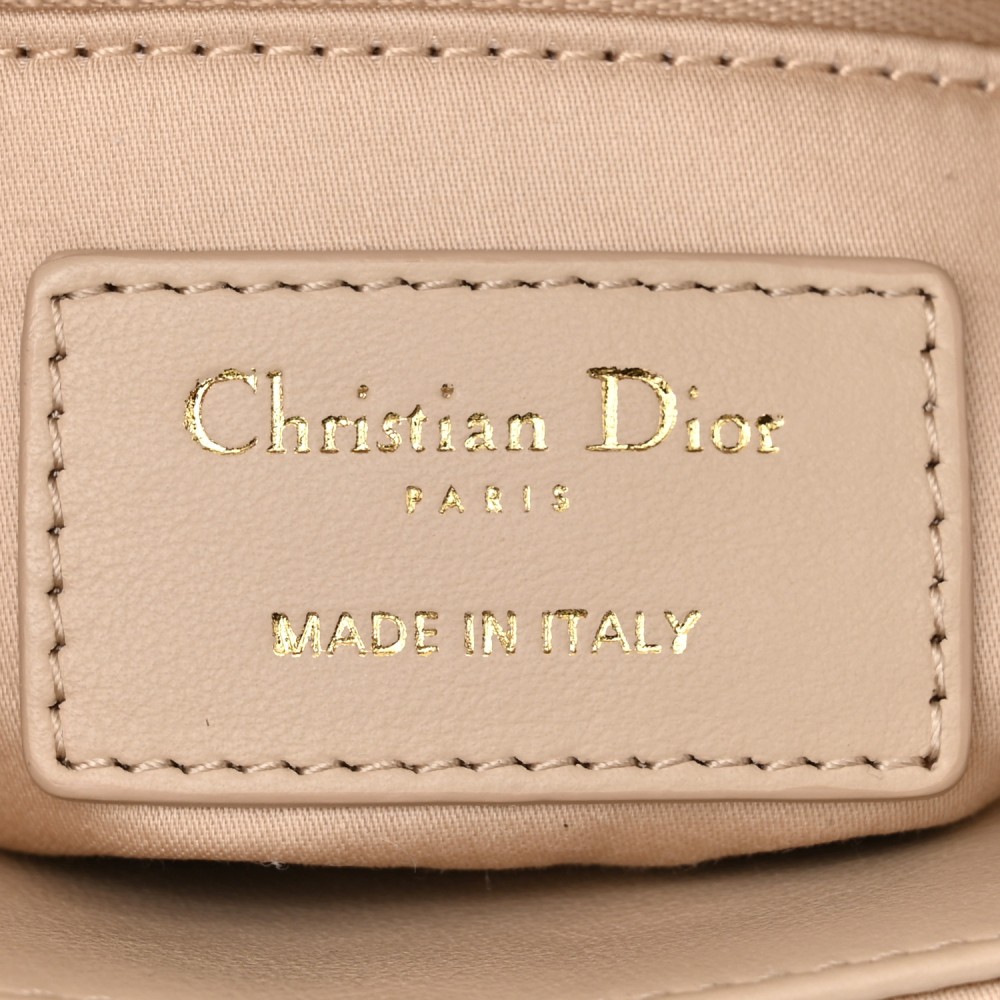 Lambskin Cannage Beaded Embroidered Mini Lady Dior Caramel Beige Lambskin Cannage Beaded Embroidered Mini Lady Dior Caramel Beige