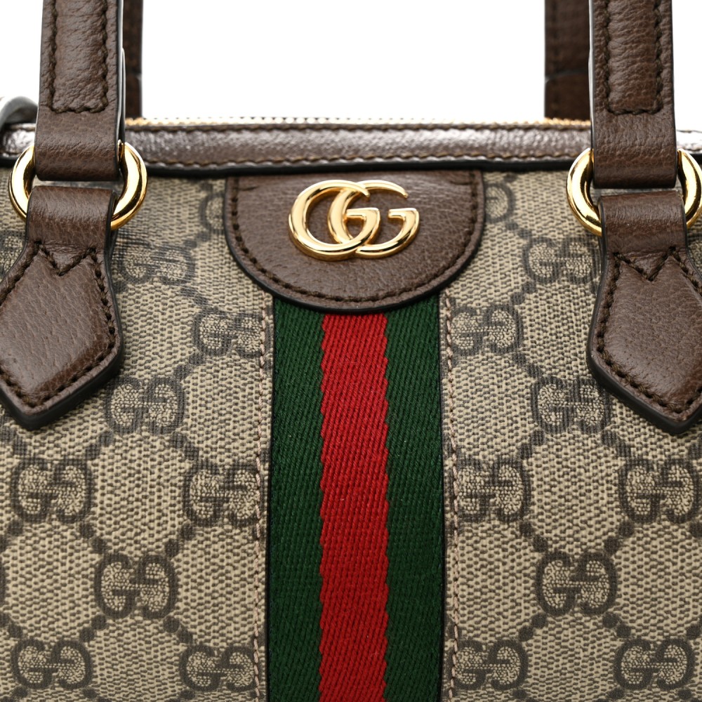 GG Supreme Monogram Web Small Ophidia Boston Bag Beige New Acero GG Supreme Monogram Web Small Ophidia Boston Bag Beige New Acero