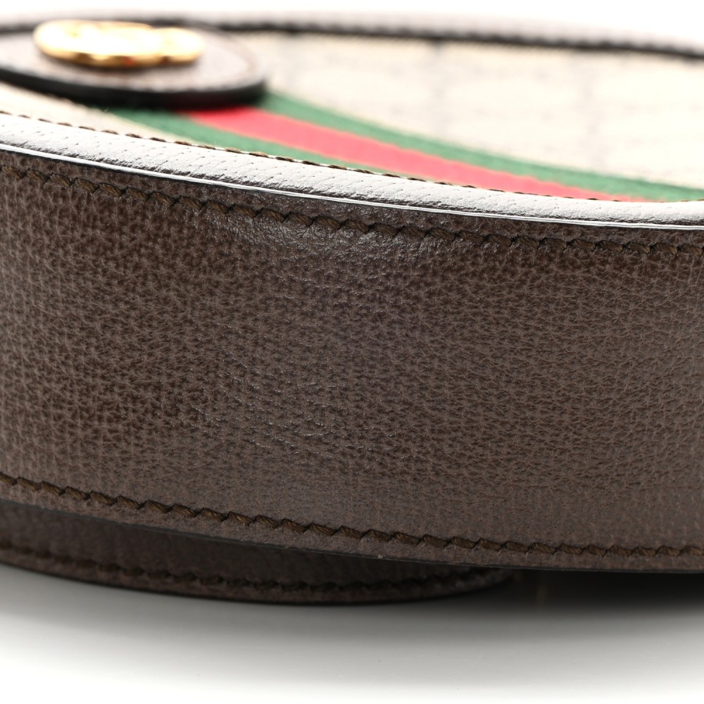 GG Supreme Monogram Web Mini Ophidia Round Shoulder Bag Brown GG Supreme Monogram Web Mini Ophidia Round Shoulder Bag Brown