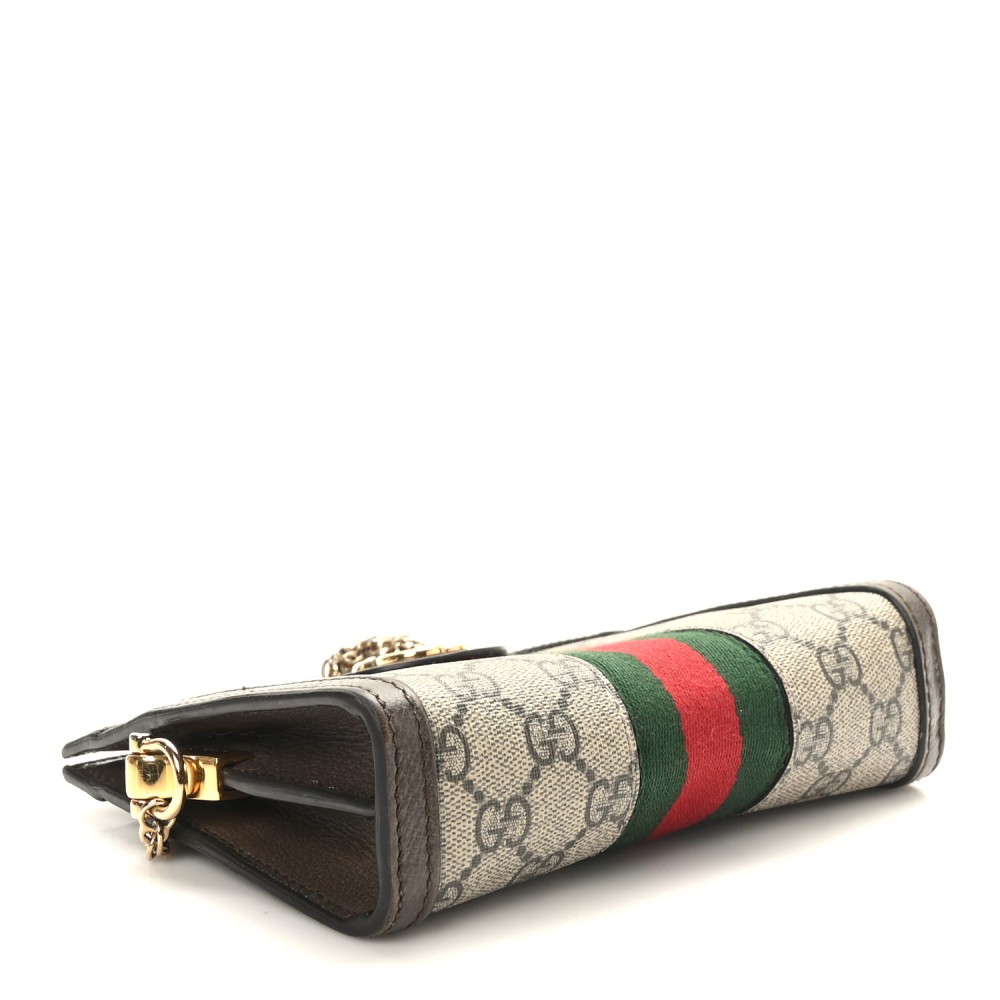 GG Supreme Monogram Textured Dollar Calfskin Web Mini Ophidia Chain Shoulder Bag Beige Ebony New Acero GG Supreme Monogram Textured Dollar Calfskin Web Mini Ophidia Chain Shoulder Bag Beige Ebony New Acero