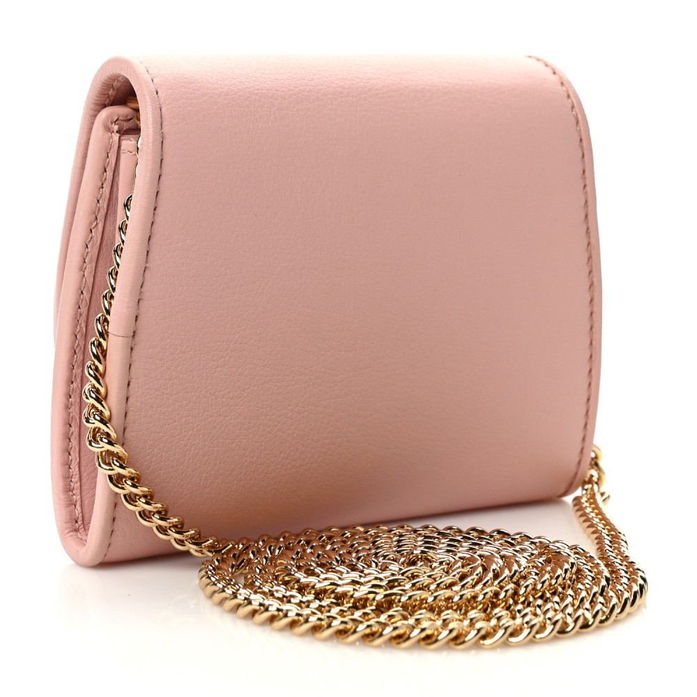 Roxy Calfskin Medium Blondie Chain Wallet Powder Pink Roxy Calfskin Medium Blondie Chain Wallet Powder Pink