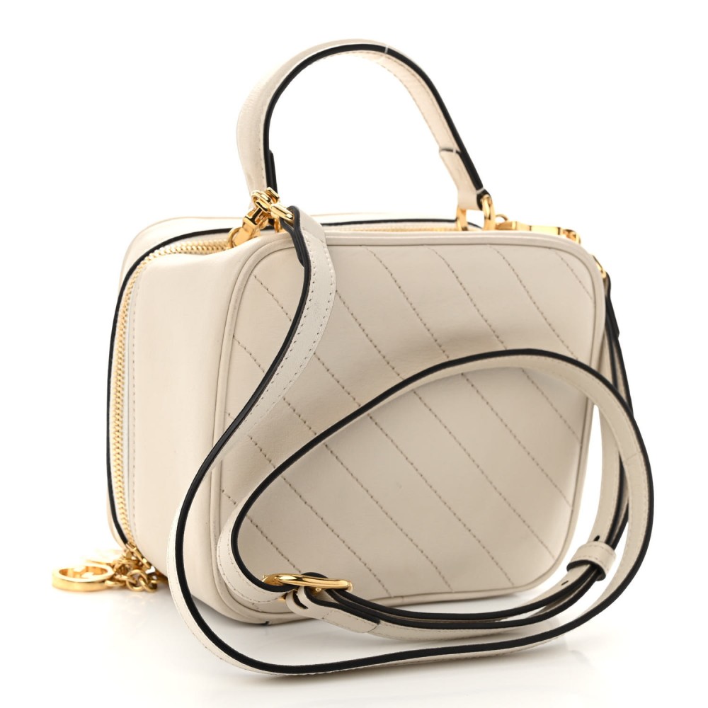 Sakai Be Green Calfskin Diagonal Stitched Blondie Top Handle Bag Mystic White Sakai Be Green Calfskin Diagonal Stitched Blondie Top Handle Bag Mystic White