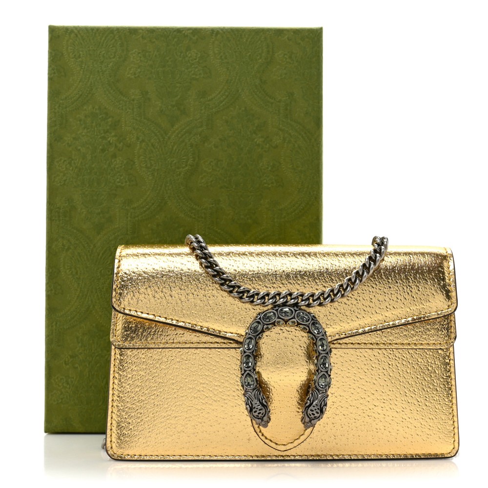 Metallic Calfskin Super Mini Dionysus Shoulder Bag Gold Metallic Calfskin Super Mini Dionysus Shoulder Bag Gold