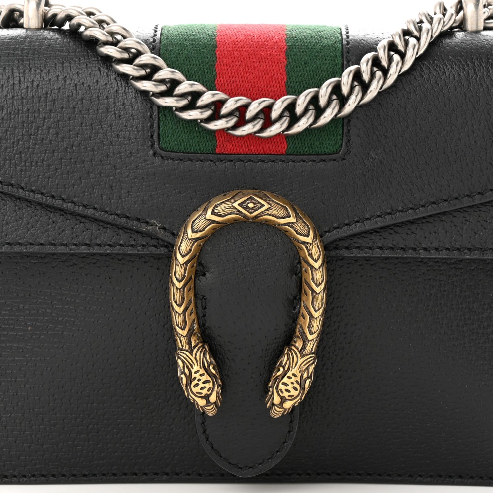 Calfskin Web Mini Dionysus Shoulder Bag Black Calfskin Web Mini Dionysus Shoulder Bag Black