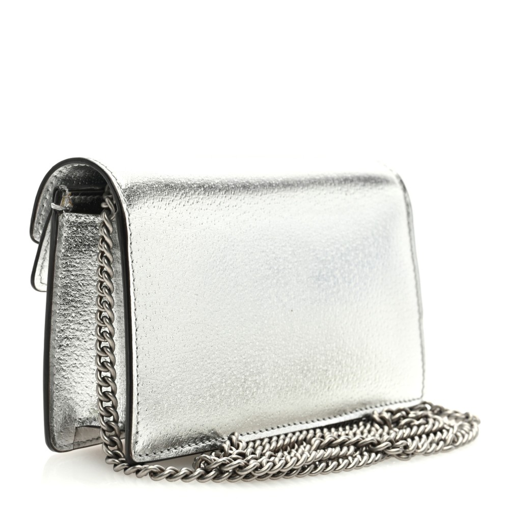 Metallic Calfskin Super Mini Dionysus Shoulder Bag Silver Metallic Calfskin Super Mini Dionysus Shoulder Bag Silver
