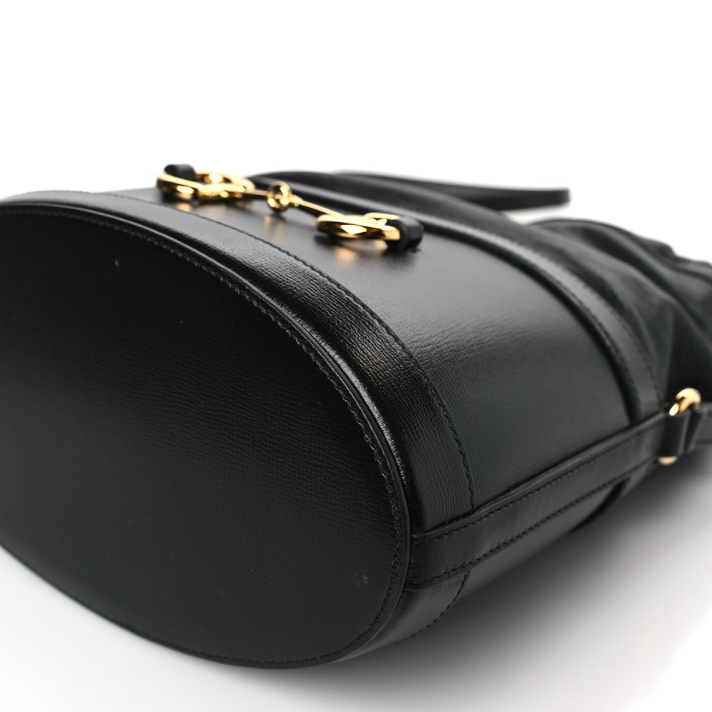 Azalea Sakai Calfskin Horsebit 1955 Drawstring Bucket Bag Black Azalea Sakai Calfskin Horsebit 1955 Drawstring Bucket Bag Black