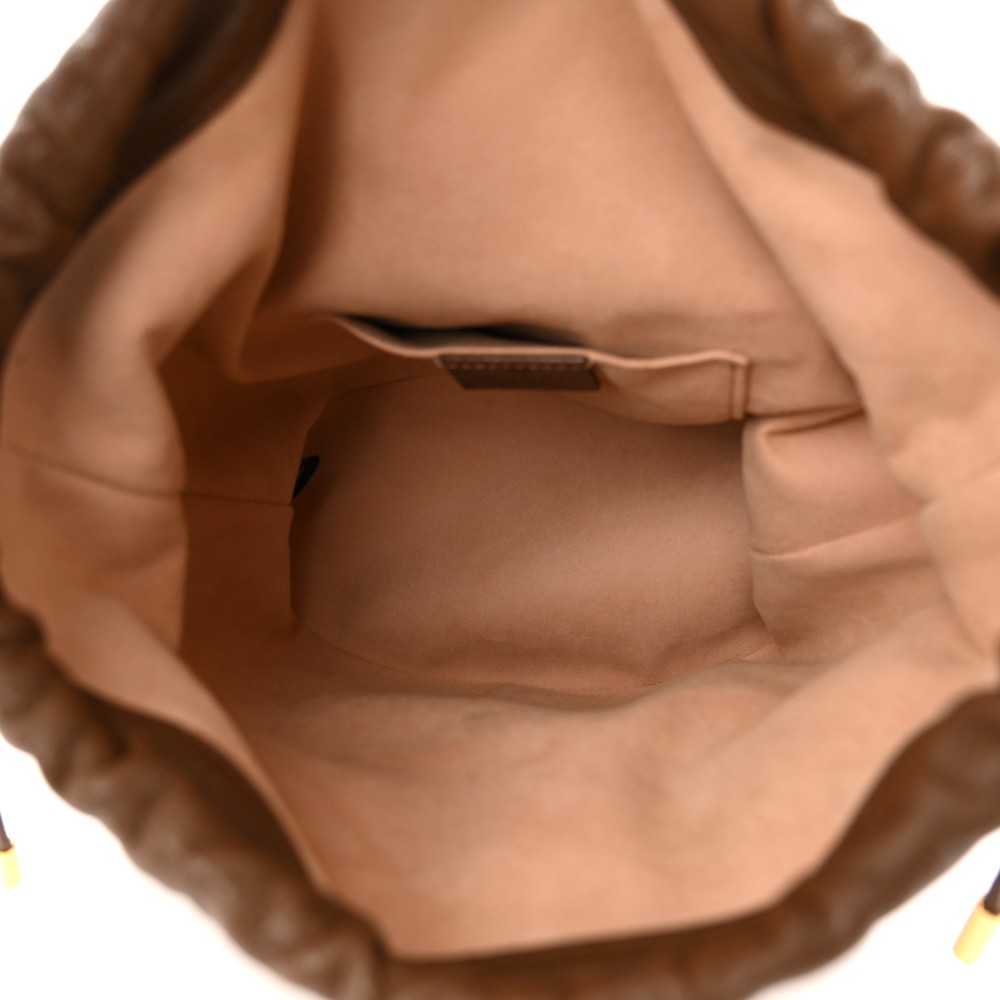 Monogram Textured Calfskin Horsebit 1955 Drawstring Bucket Bag Beige Brown Sugar Monogram Textured Calfskin Horsebit 1955 Drawstring Bucket Bag Beige Brown Sugar
