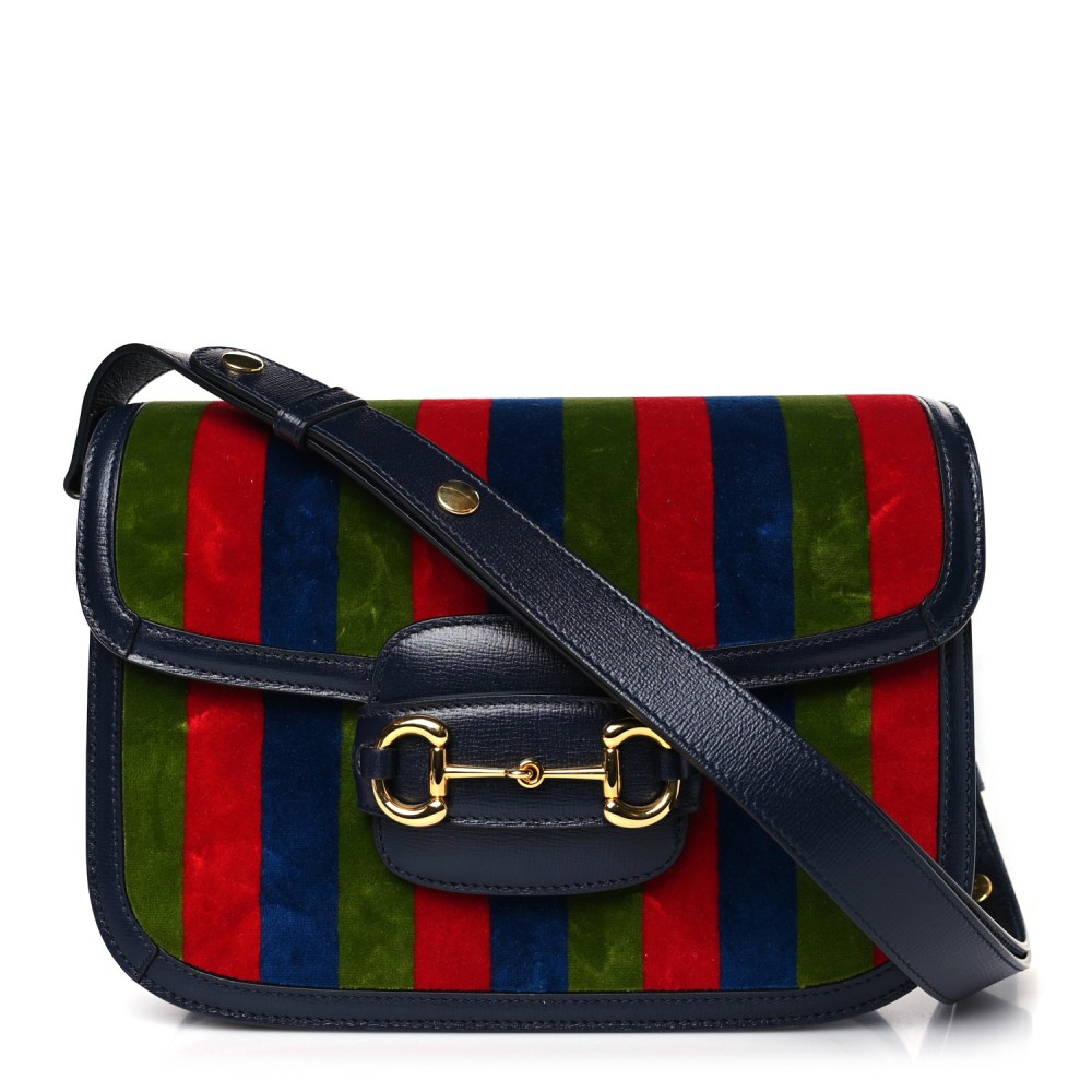 Velvet Azalea Calfskin Baiadera Stripe Horsebit 1955 Shoulder Bag Multicolor Velvet Azalea Calfskin Baiadera Stripe Horsebit 1955 Shoulder Bag Multicolor