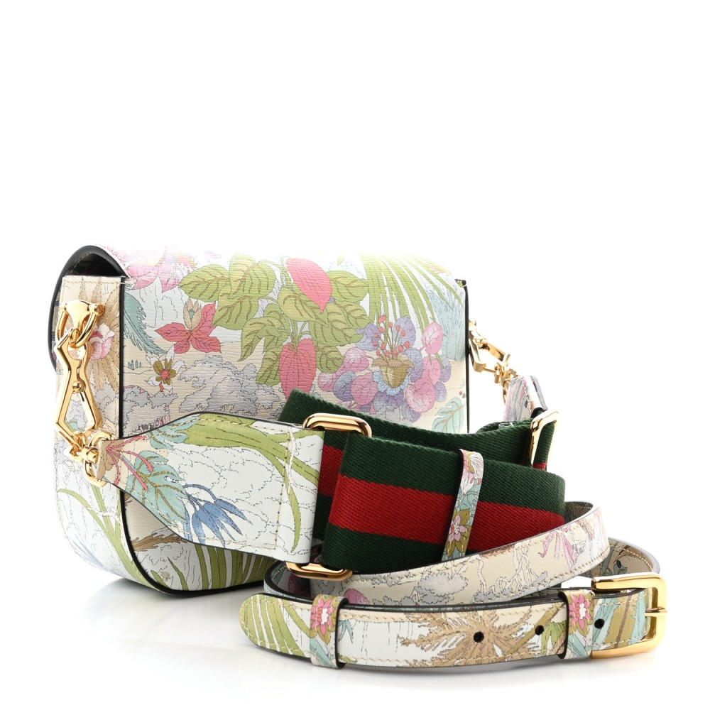 New Shangai Calfskin Tiger Savanah Web Mini Horsebit 1955 Shoulder Bag Chalky White Multicolor New Shangai Calfskin Tiger Savanah Web Mini Horsebit 1955 Shoulder Bag Chalky White Multicolor
