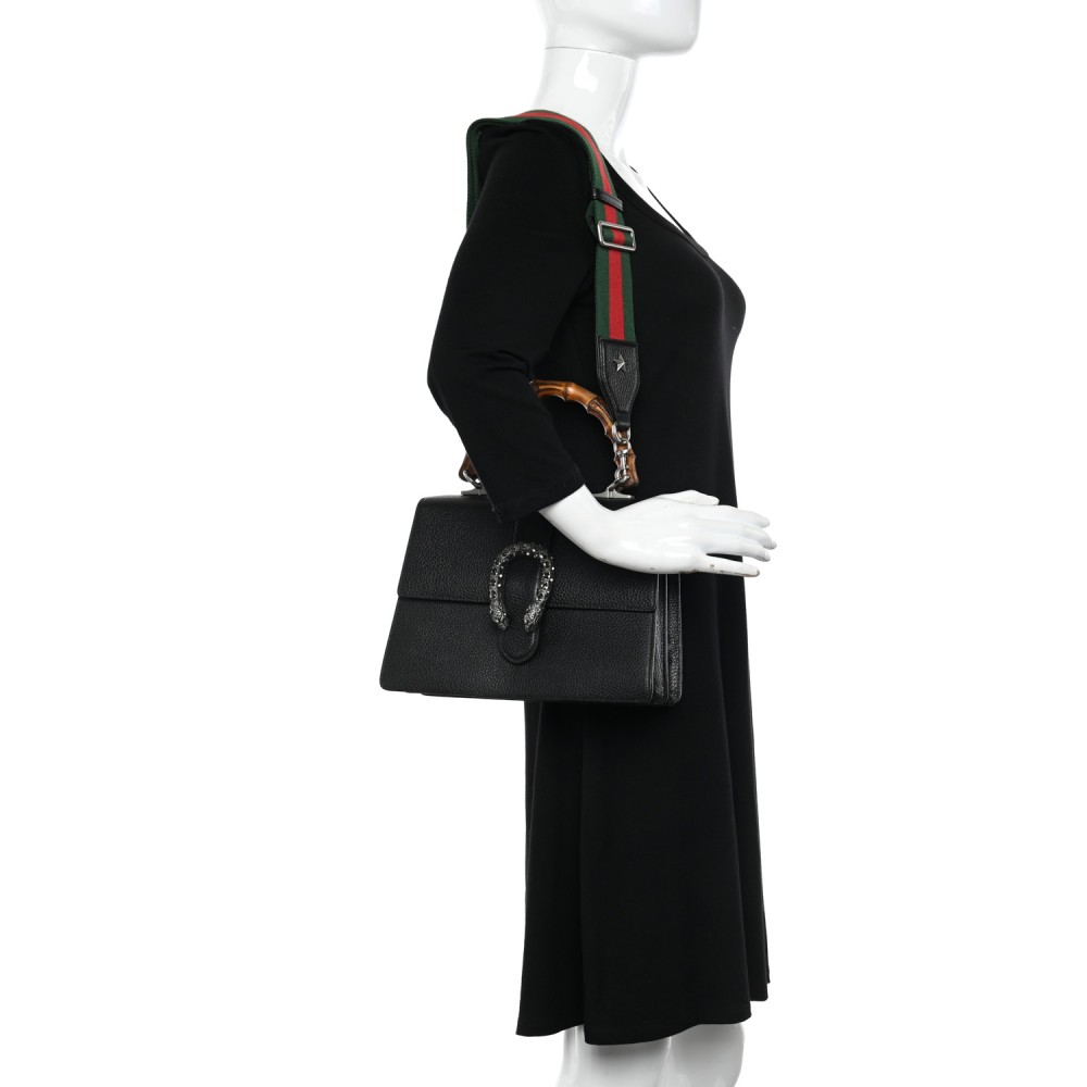 Dollar Calfskin Crystal Web Medium Dionysus Bamboo Top Handle Bag Black Black Diamond Dollar Calfskin Crystal Web Medium Dionysus Bamboo Top Handle Bag Black Black Diamond
