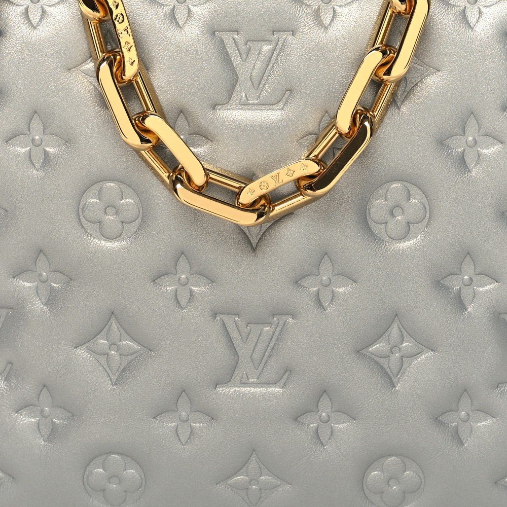 Lambskin Embossed Monogram Coussin PM Silver Lambskin Embossed Monogram Coussin PM Silver