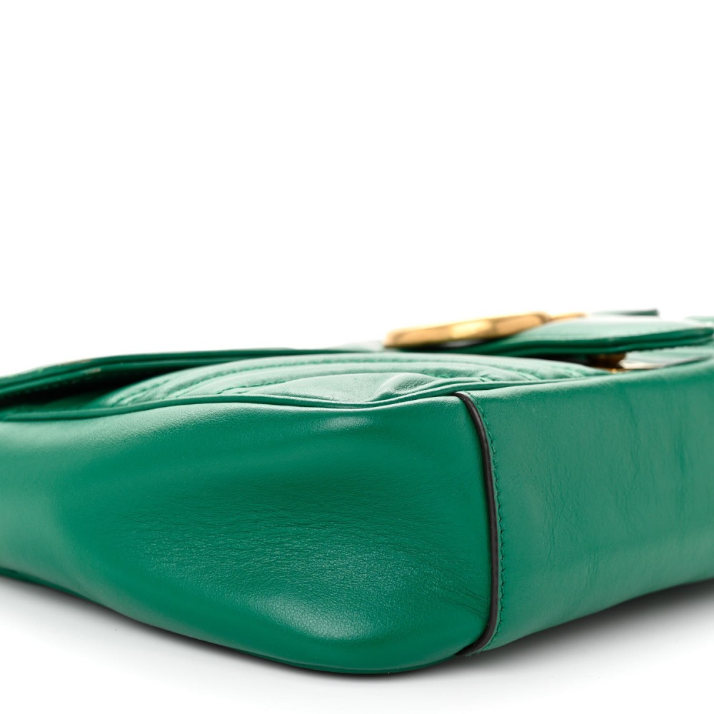 Calfskin Matelasse Small GG Marmont Shoulder Bag Emerald Green Calfskin Matelasse Small GG Marmont Shoulder Bag Emerald Green