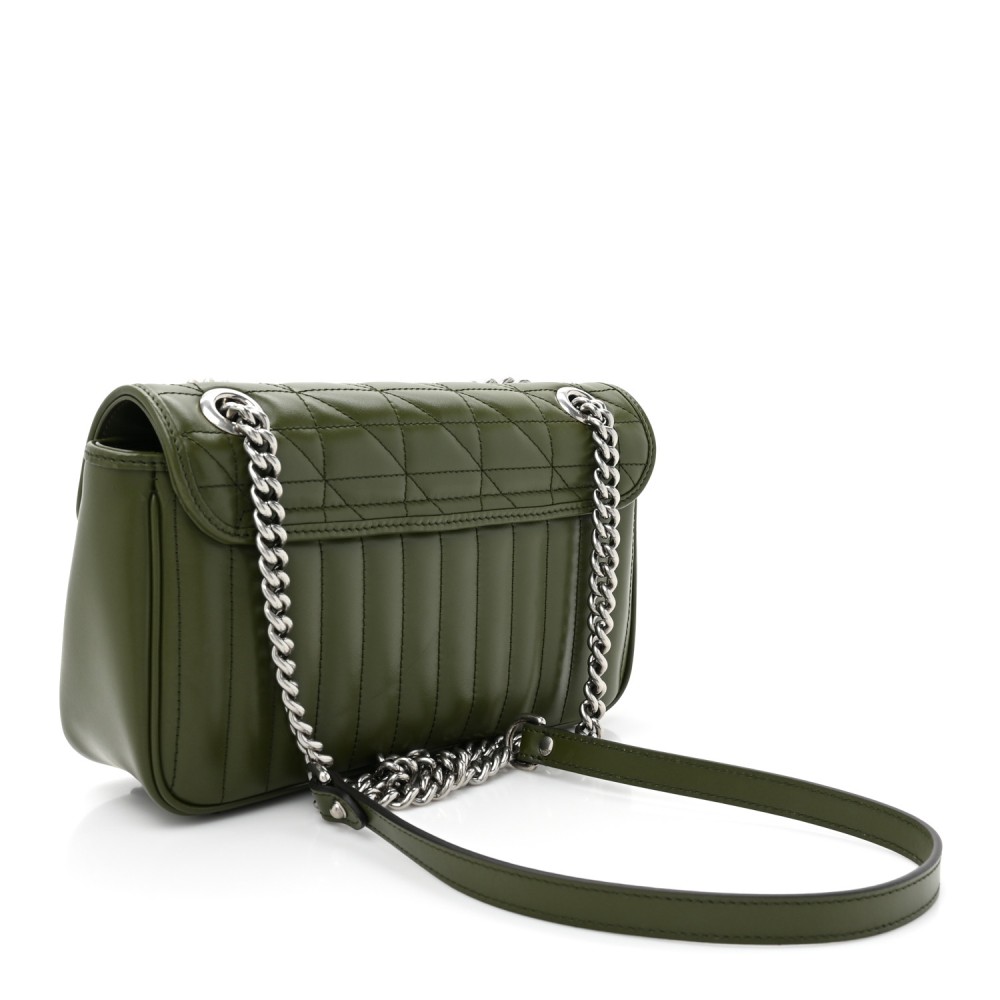 Calfskin Matelasse Aria Small GG Marmont Shoulder Bag Military Wood Calfskin Matelasse Aria Small GG Marmont Shoulder Bag Military Wood