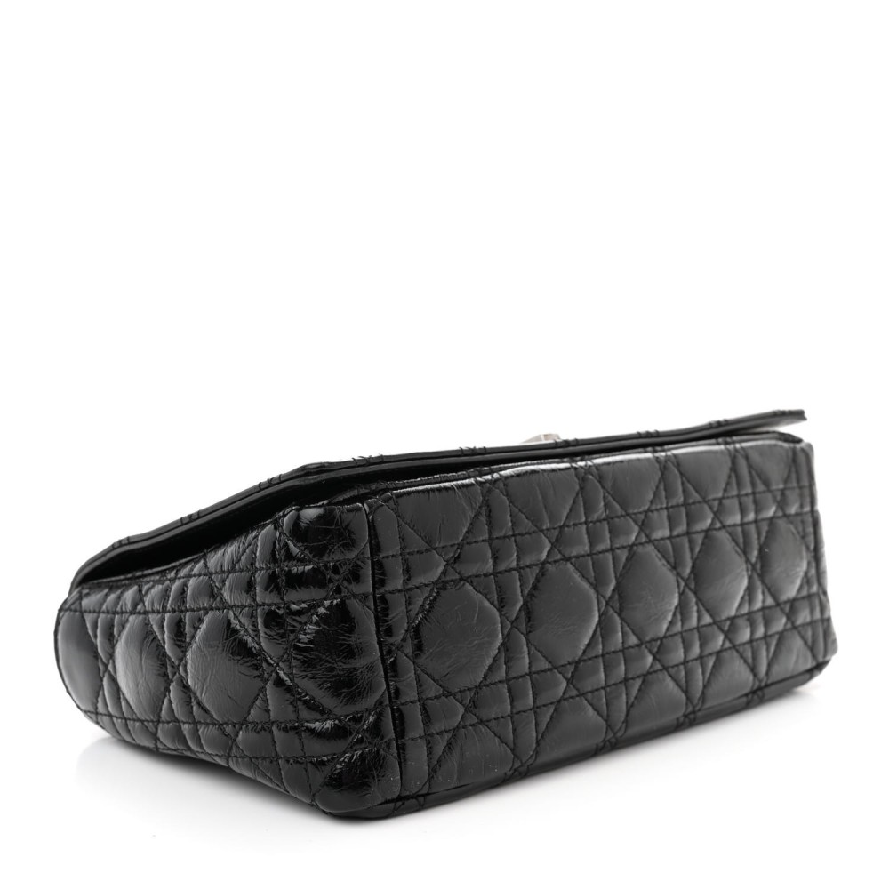 Crinkled Patent Lambskin Cannage Medium Caro Bag Black Crinkled Patent Lambskin Cannage Medium Caro Bag Black