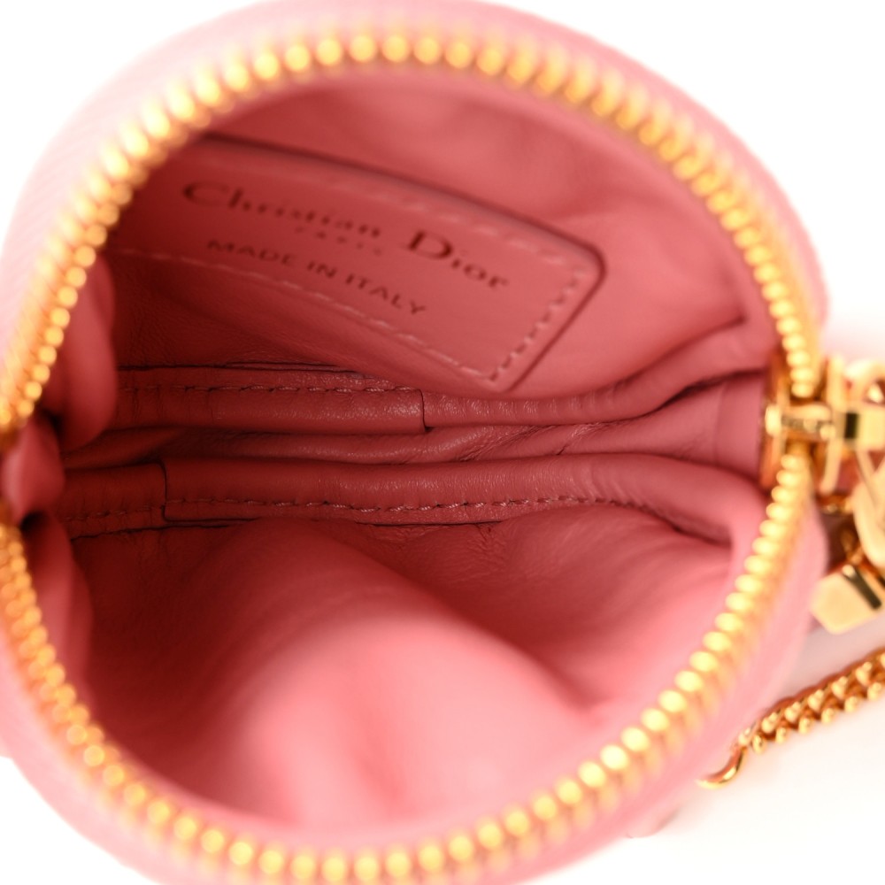 Lambskin Mini Cannage Round Caro Crossbody Pouch Peach Blossom Pink Lambskin Mini Cannage Round Caro Crossbody Pouch Peach Blossom Pink