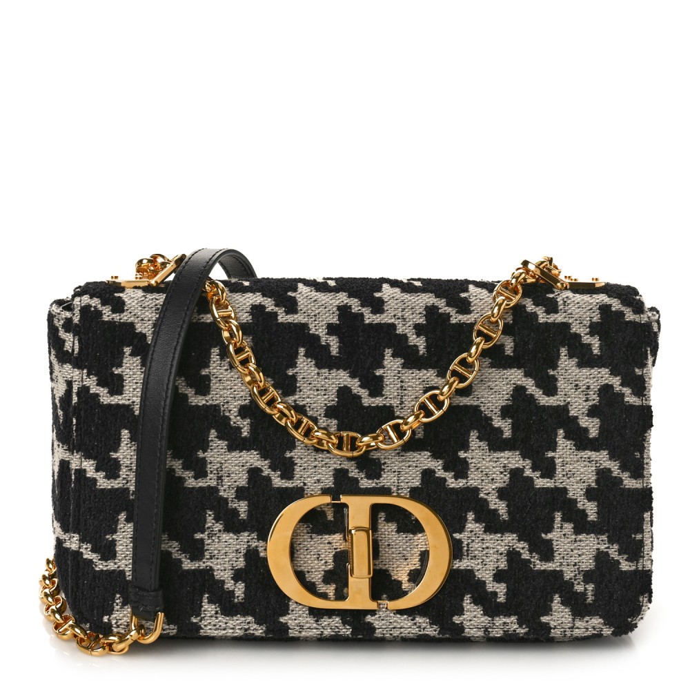 Technical Canvas Macro Houndstooth Medium Caro Bag Black White Technical Canvas Macro Houndstooth Medium Caro Bag Black White