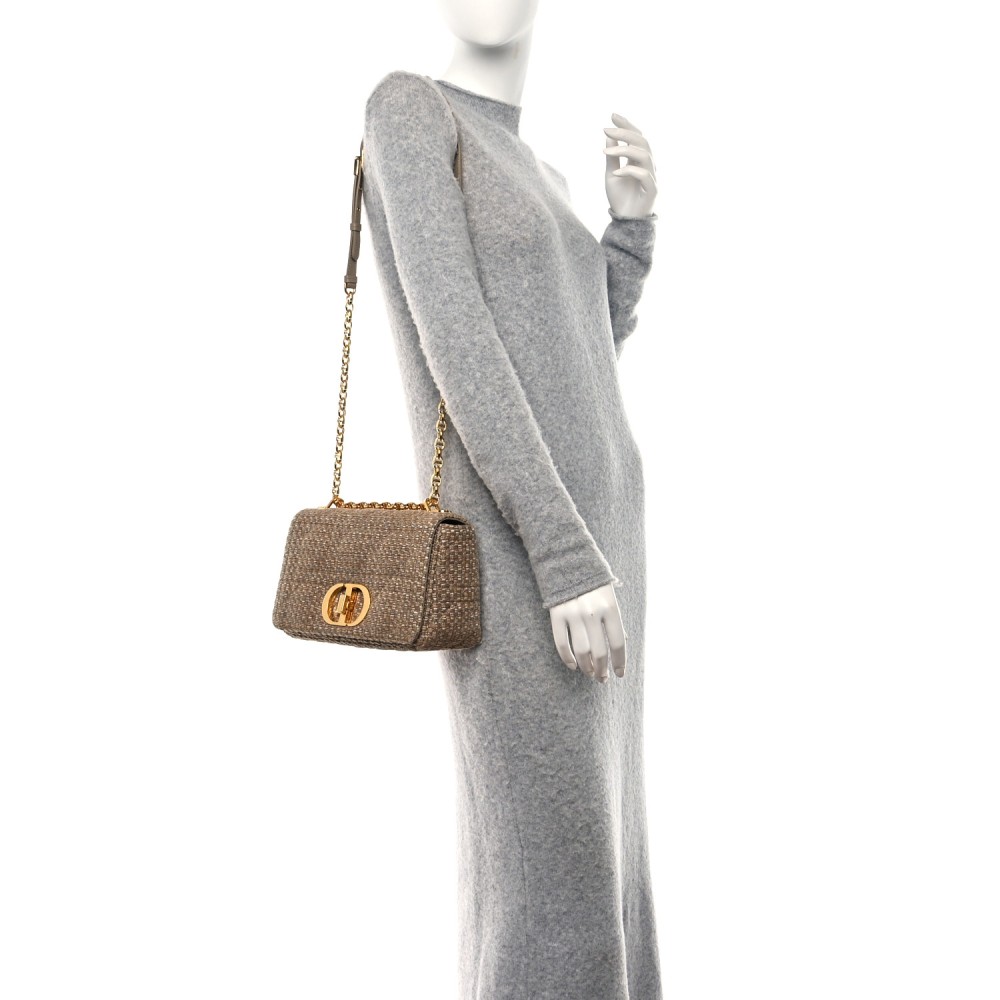 Raffia Calfskin Medium Caro Bag Beige Raffia Calfskin Medium Caro Bag Beige