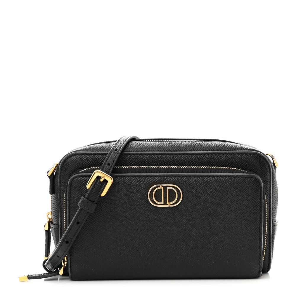 Grained Calfskin Caro Double Pouch Black Grained Calfskin Caro Double Pouch Black