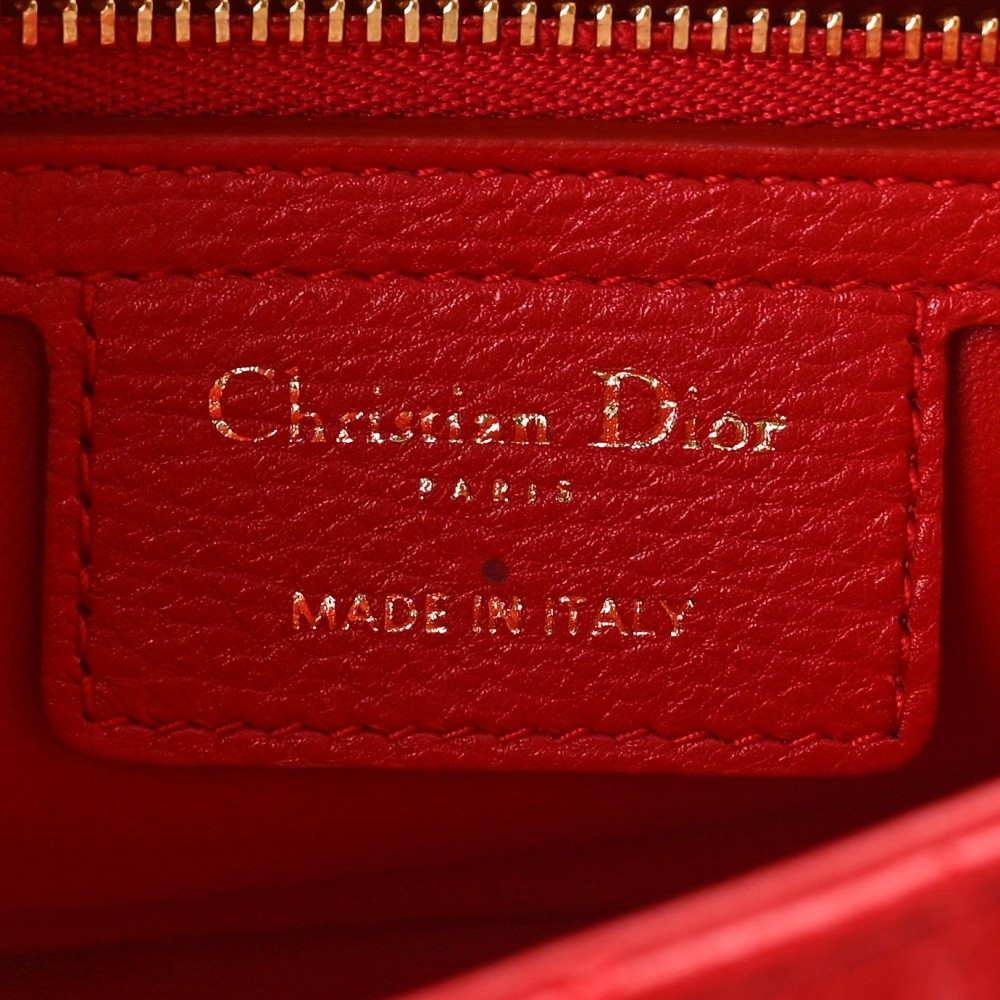 Calfskin Cannage Dioramour Small Caro Bag Bright Red Calfskin Cannage Dioramour Small Caro Bag Bright Red