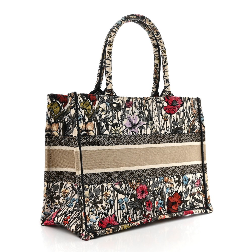 Canvas Embroidered Medium Mille Fleurs Book Tote Multicolor Canvas Embroidered Medium Mille Fleurs Book Tote Multicolor