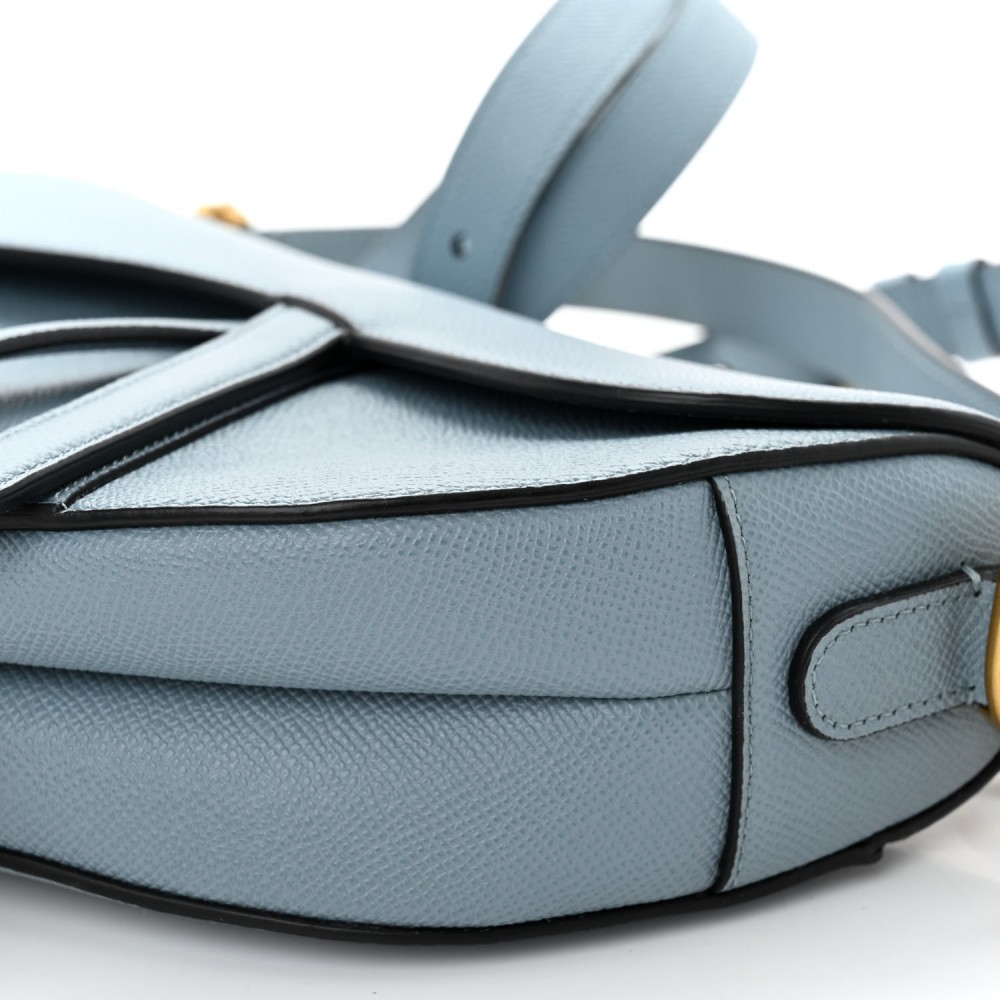 Grained Calfskin Saddle Bag With Strap Horizon Blue Grained Calfskin Saddle Bag With Strap Horizon Blue