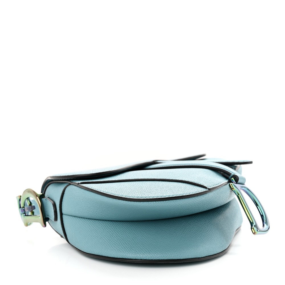 Grained Calfskin Saddle Bag Azure Blue Grained Calfskin Saddle Bag Azure Blue