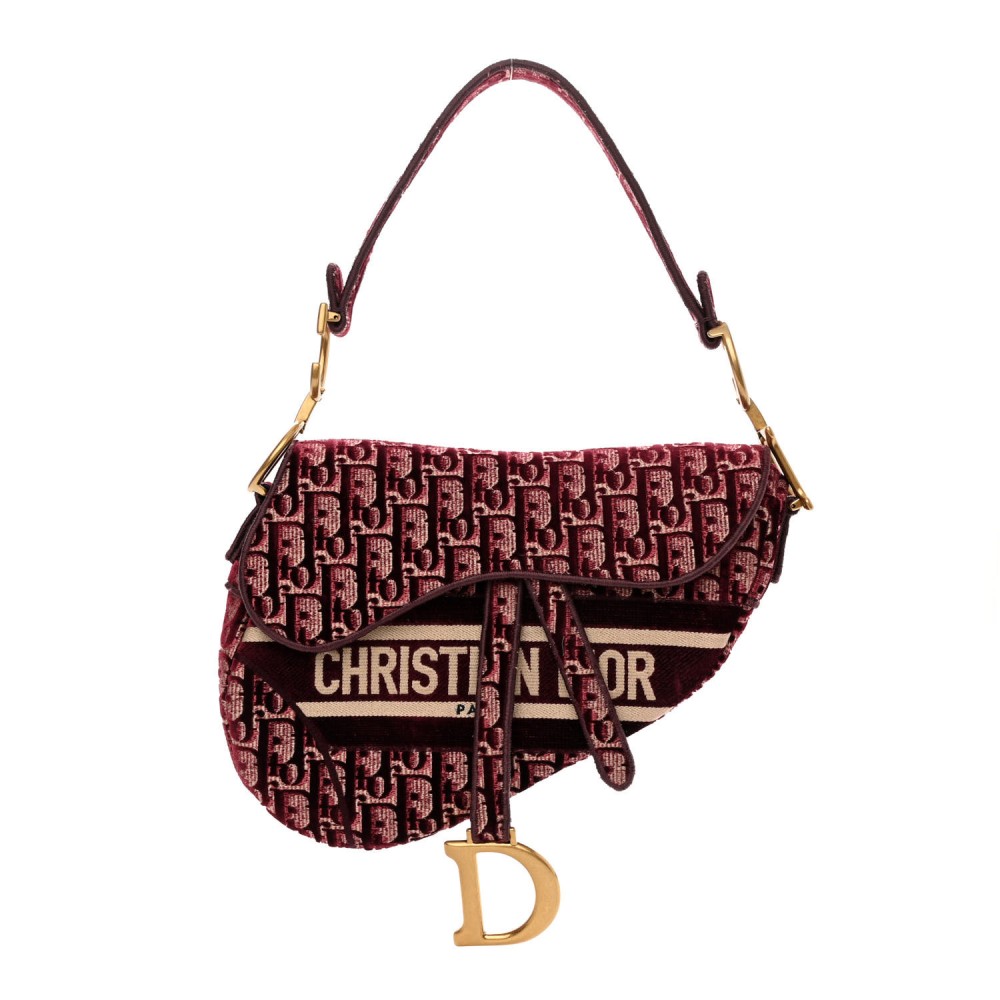 Velvet Oblique Saddle Bag Burgundy Velvet Oblique Saddle Bag Burgundy