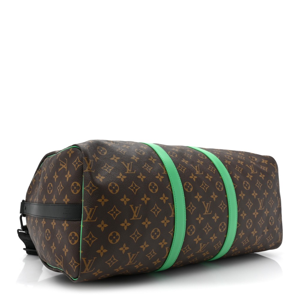 Monogram Macassar Keepall Bandouliere 50 Minty Green Monogram Macassar Keepall Bandouliere 50 Minty Green