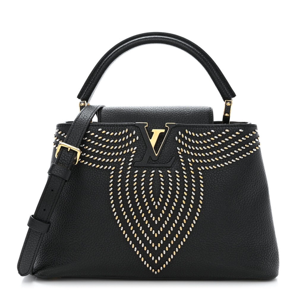 Taurillon Fleur De Lys Capucines PM Black Taurillon Fleur De Lys Capucines PM Black